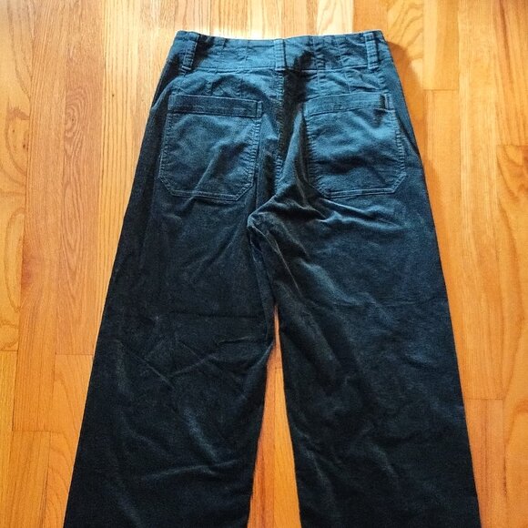 Anthropologie The Colette Cropped Wide-Leg Corduroy Pants  Maeve Dark Green 27 4 - Picture 5 of 5